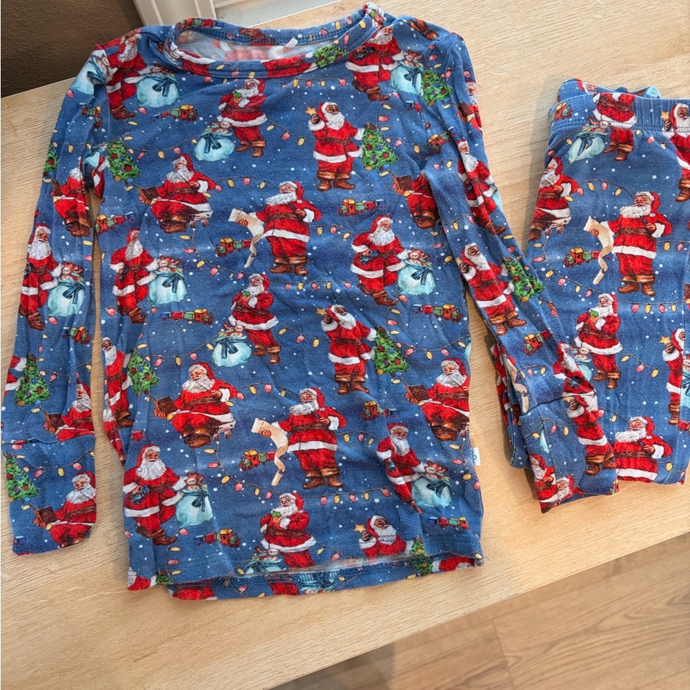 Posh Peanut Santa Claus Kids Pajamas - Blue and Red